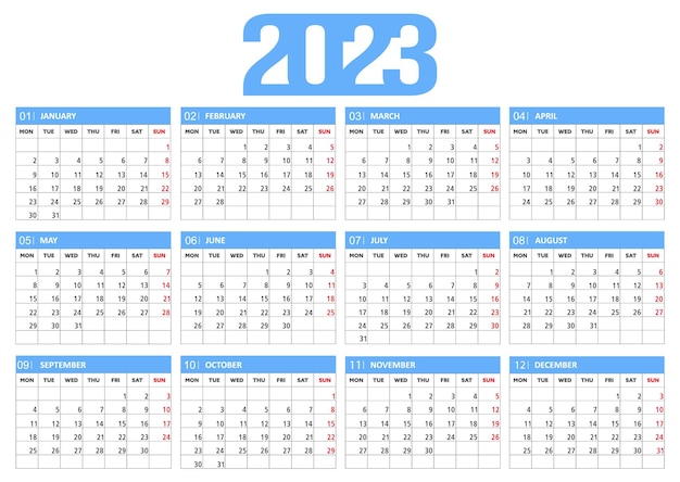 2023 kalender sjabloonontwerp.