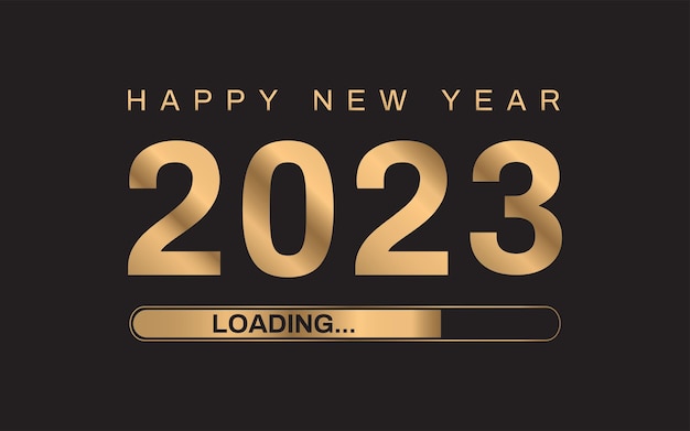 2023 ロード ゴールド 2023 新年あけましておめでとうございます黒の背景に分離された豪華なスタイルのベクトル図