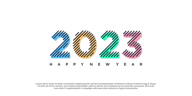Дизайн логотипа 2023 года на новый год с креативной концепцией