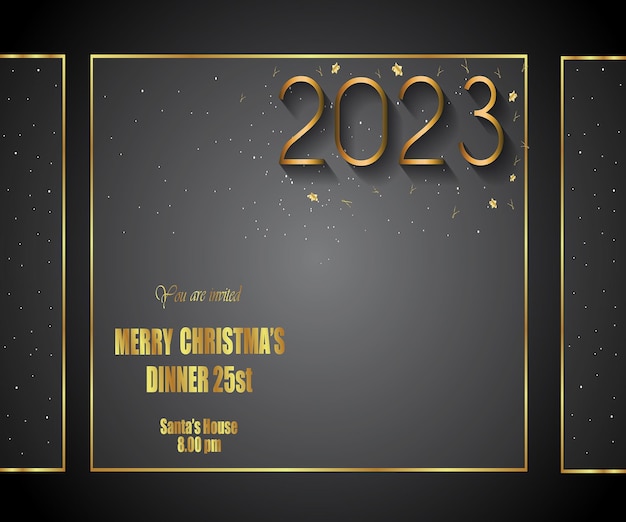 季節の招待状、お祭りのポスター用の2023メリークリスマス背景バナー