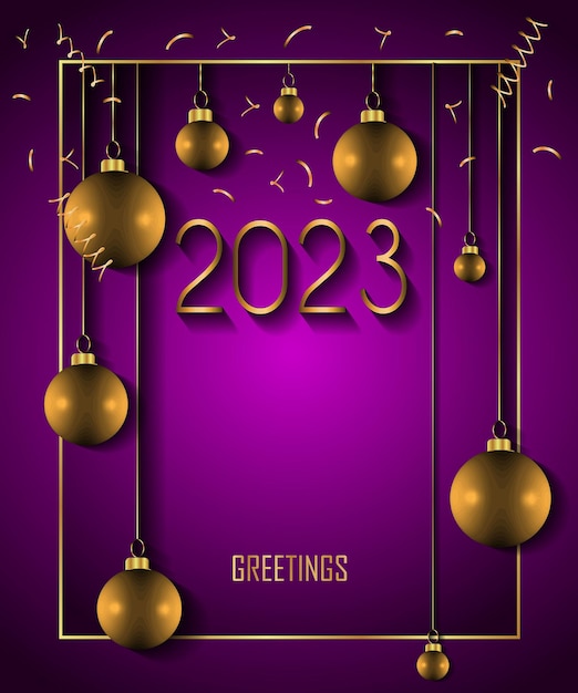 季節の招待状、お祝いのポスターの 2023 メリー クリスマスと新年の背景