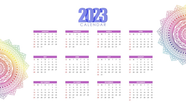 2023 modern abstract calendar template design