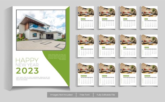 2023 modern calendar template design