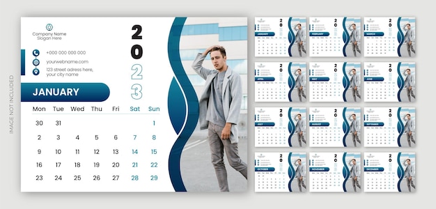 2023 modern new year desk calendar design template