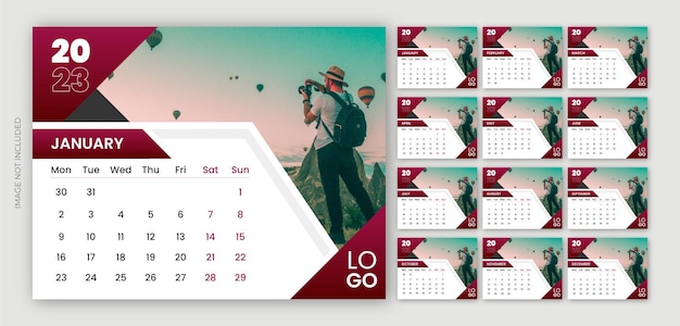 2023 modern new year desk calendar design template