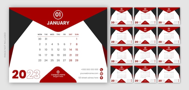 2023 modern new year desk calendar design template