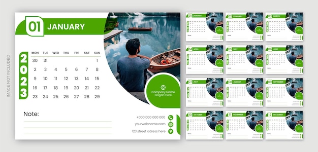 2023 modern nieuwjaar bureaukalender ontwerpsjabloon