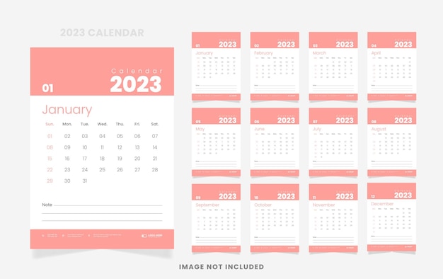 2023 modern vertical calendar template design