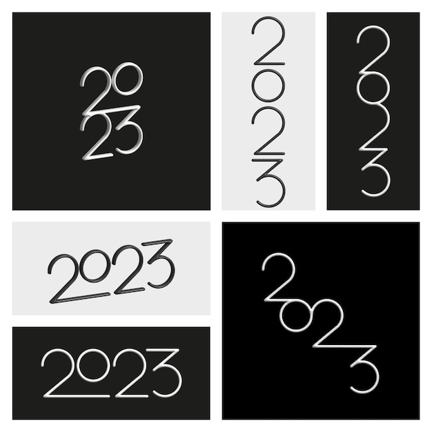 2023 new year 3d text typography design vector illustration