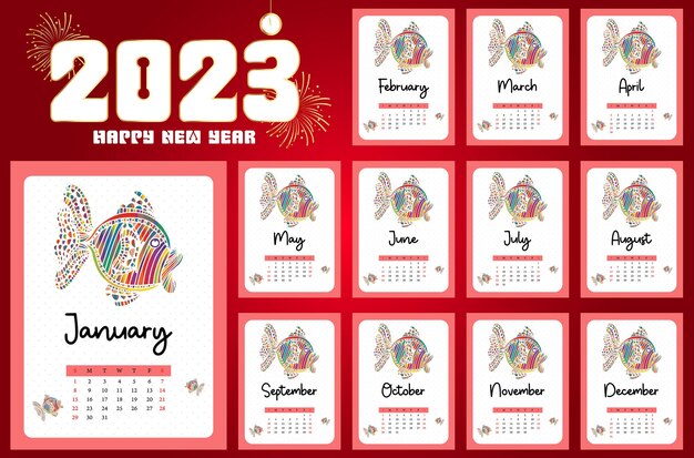 2023 New Year Calendar Design Template