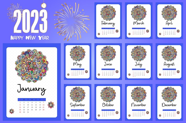 2023 New Year Calendar Design Template