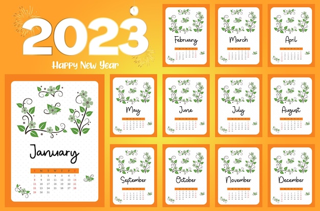 Vector 2023 new year calendar design template