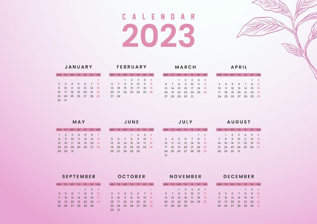 Vector 2023 new year calendar design with vector illustration