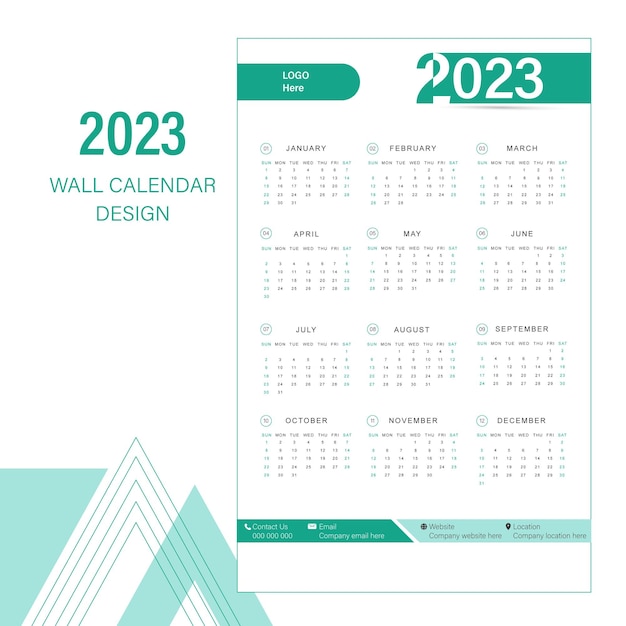 Vettore disegno del modello del calendario del nuovo anno 2023