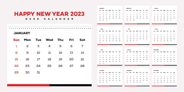 2023 new year calendar template design