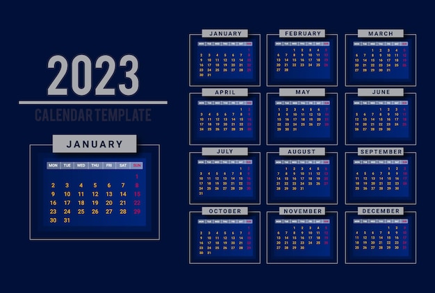 Vector 2023 new year calendar template design.