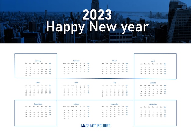 Modello di calendario per il nuovo anno 2023 in stile moderno