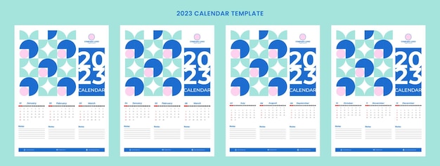 Modello di calendario per il nuovo anno 2023