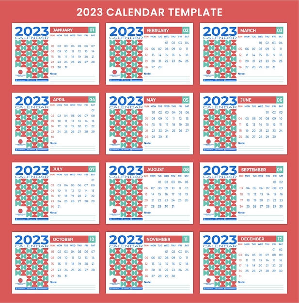 Vector 2023 new year calendar template