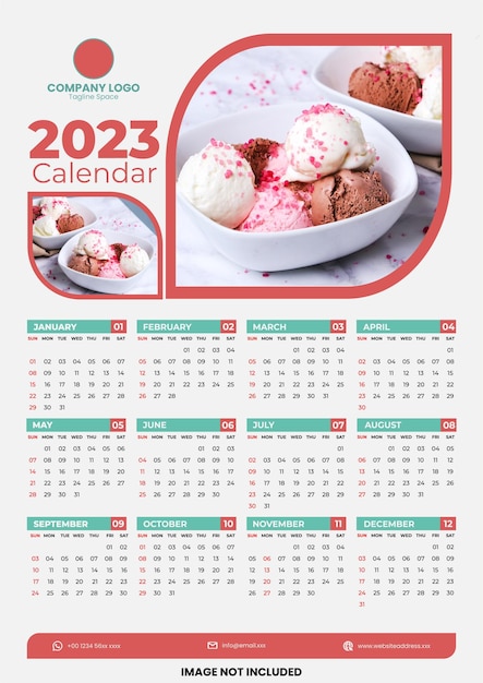 Vettore modello di calendario per il nuovo anno 2023