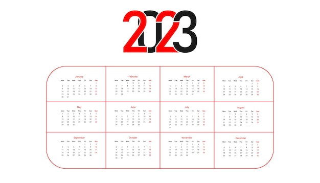 2023 new year clean calendar template