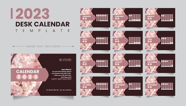 2023 new year desk calendar template design