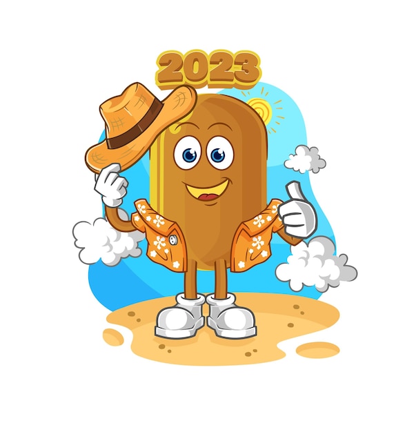 2023 new year go on vacation cartoon mascot vector