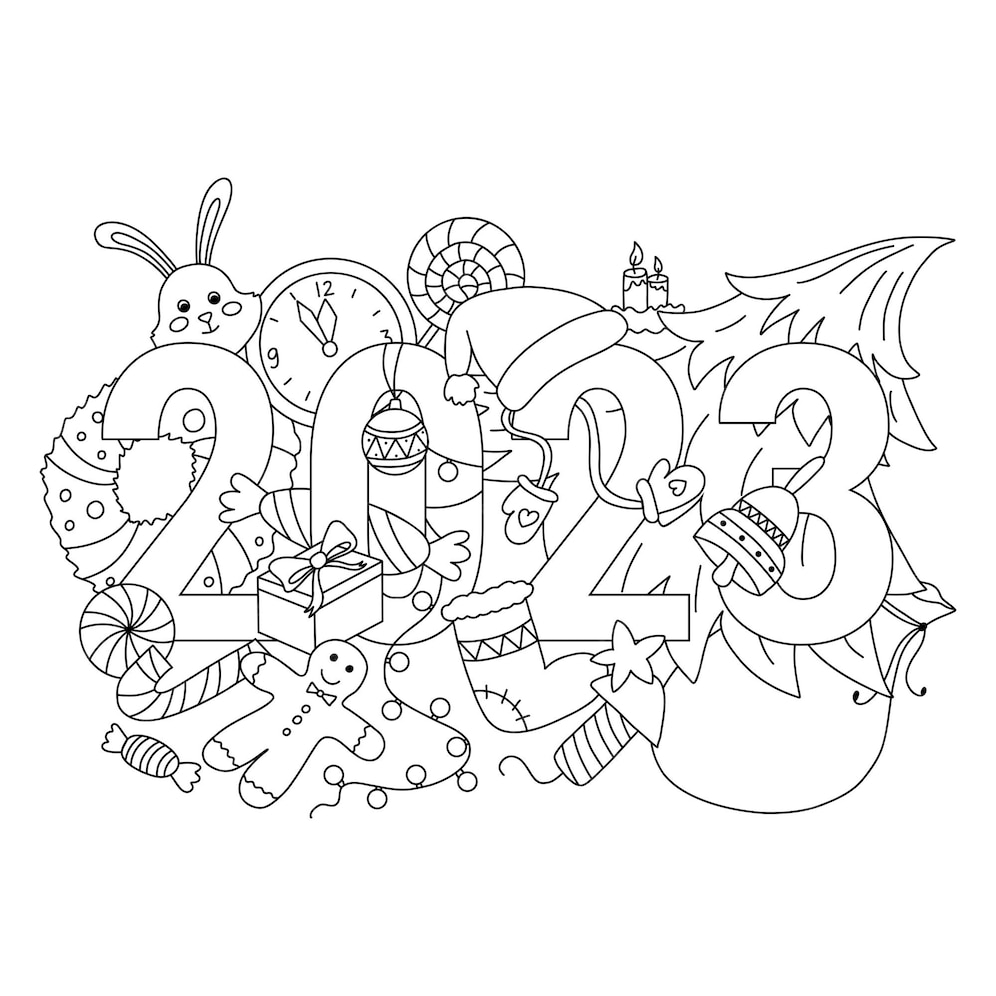 Premium Vector 2023 new year hand drawn doodles as christmas tree