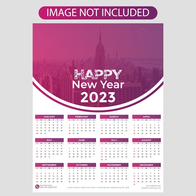 2023 new year modern colorful business wall calendar template design