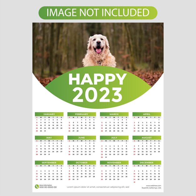 2023 new year modern colorful business wall calendar template design