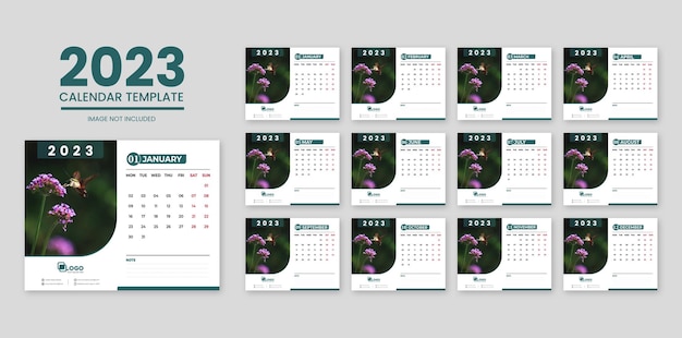 2023 new year modern colorful business wall calendar template design