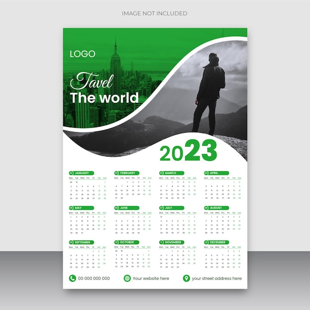 2023 new year modern wall calendar design template