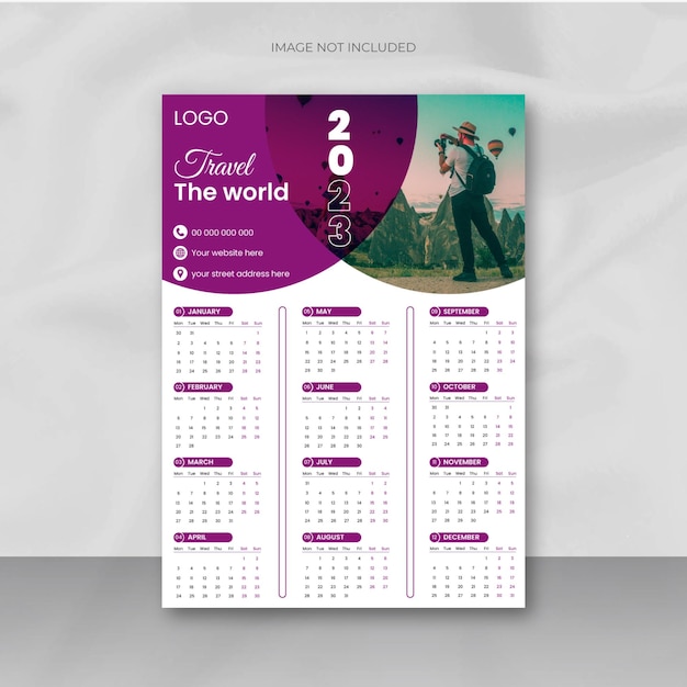 2023 new year modern wall calendar design template