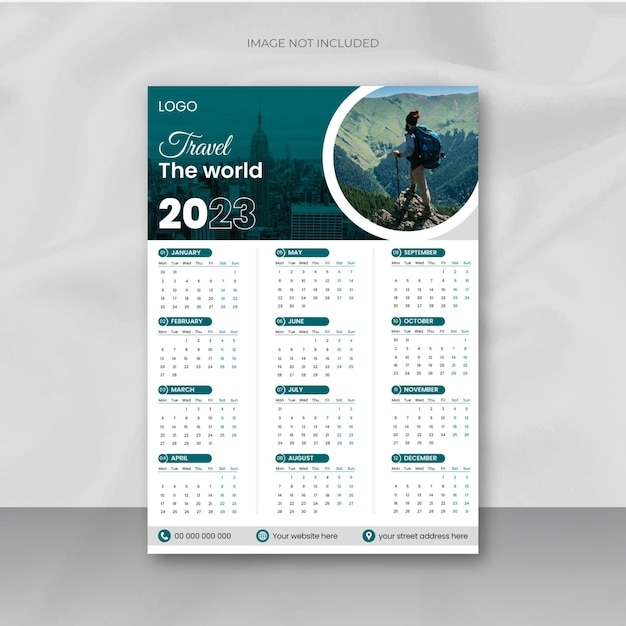 2023 new year modern wall calendar design template