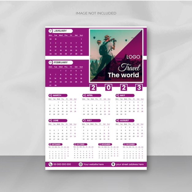 2023 new year modern wall calendar design template