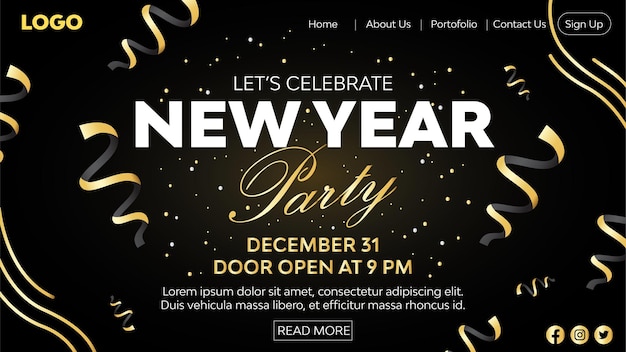 2023 new year party landing page design