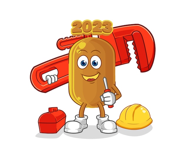 2023 new year plumber cartoon cartoon mascot vector