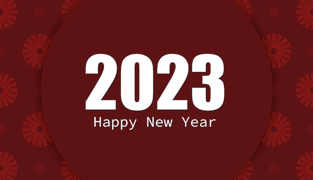 2023 New Year red luxury poster with beautiful oriental pattern