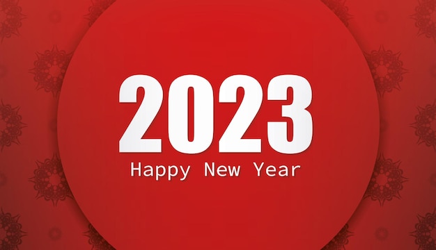 Vector 2023 new year red luxury poster with beautiful oriental pattern