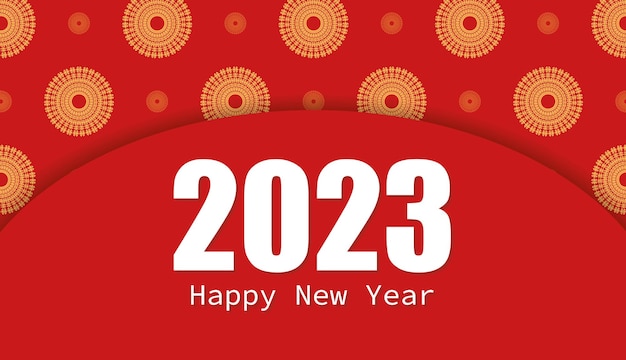 2023 new year red presentable banner with a beautiful oriental pattern