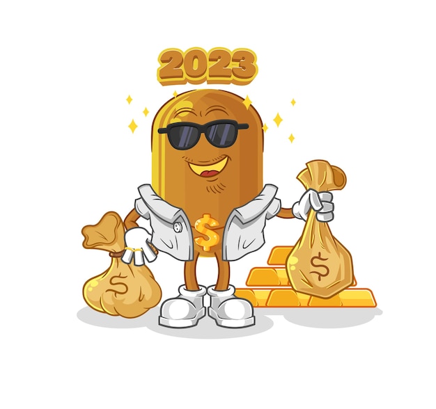 2023 new year rich character cartoon mascot vector