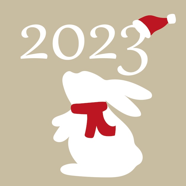 Carta di capodanno 2023 illustrazione vettoriale del capodanno cinese 2023 anno simbolo il coniglio per cartoline cartoline