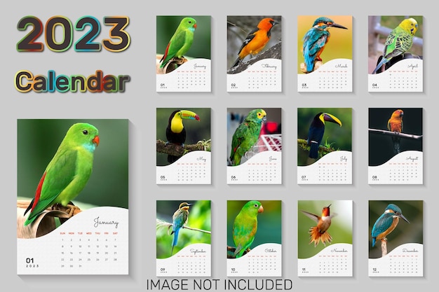 2023 design semplice del modello del calendario del nuovo anno