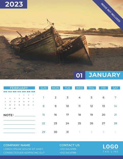 Vector 2023 new year simple calendar template design