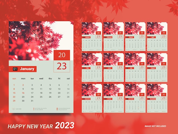 2023 new year simple calendar template design