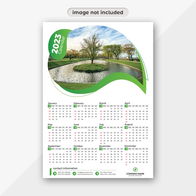 2023 new year wall Calendar Design Print Template