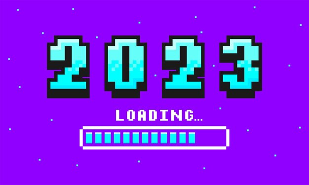 ベクトル ピクセル テキスト付き 2023 ニューヨーク カード