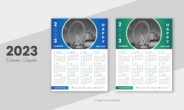 2023 nieuwe jaar moderne kalender ontwerpsjabloon