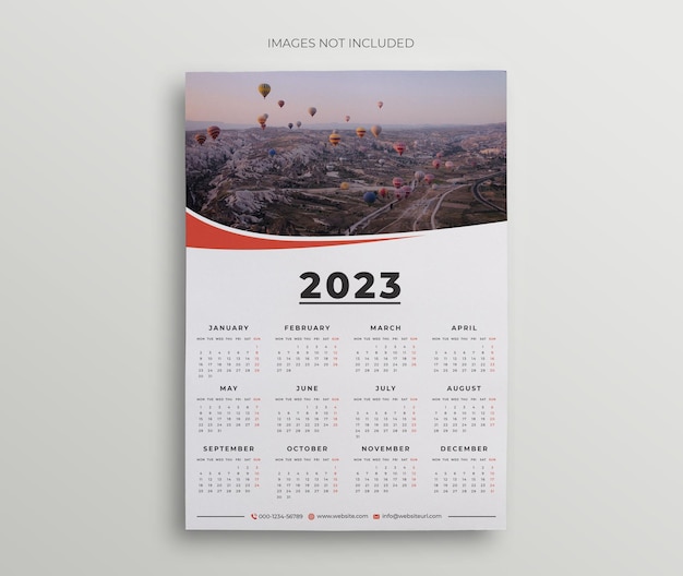 2023 nieuwe jaar schone kalendersjabloon