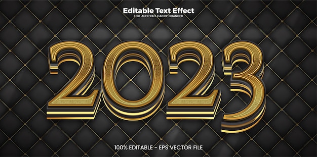 Vector 2023 nieuwjaar bewerkbaar teksteffect in moderne trendstijl